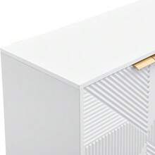 Sideboard With Four Molded Doors, Adjustable Interior Shelves, Metal Handles And Ball-Shaped Legs. - 白色 - 查看 9
