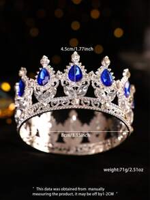 Elegant Gold-Tone Royal Style Sapphire-Look Crystal Crown - Suitable For Attending Balls - Multicolor - View 35