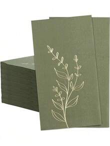 20 piezas de servilletas desechables de papel de 2 capas con estampado de hojas verdes grandes, tamaño 40 x 33 cm, adecuadas para bodas, fiestas, vacaciones, cumpleaños, decoración de aniversarios, suministros para fiestas - multicolor - Ver 3