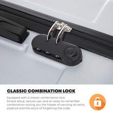 YONSLY 4-Piece Wheeled Suitcase Set With 360° Wheels, Combination Lock, Robust Double Zipper, Mesh Pocket, Soft Rubber Handle, 16/20/24/28 Inch Trolley Suitcase, Hard Shell Carry-On Luggage Set (4-Piece Set, S, M, L & XL) - 銀色 - 查看 3