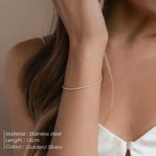 欧美时尚单排钻石手链，圆形立方氧化锆网球手链，女士饰品 - 彩色 - 查看 6