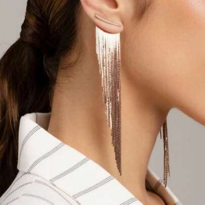 1对时尚不对称流苏耳环，精致奢华的女士流苏耳环，宴会完美配饰