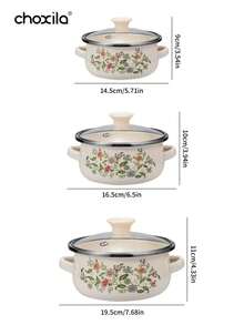 choxila 3pcs Enamel Soup Pot Set, Dual-Ear Cooking Pot With Lid, Suitable For Rice Cooker, Electric Stove And Gas Stove, Scratch-Resistant And Durable, Ideal For Home Kitchen And Dining, Suitable For Ramadan And Eid Al-Adha - View 7