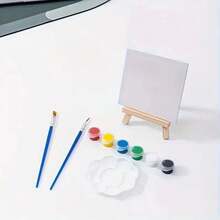 Set de pintura en lienzo mini (7" X 5") que incluye lienzo, caballete mini, pinceles, paleta y otros suministros de arte, adecuado para que los adultos creen arte en cualquier momento y en cualquier lugar - Conjuntos - Ver 14