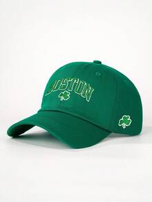 Șapcă de baseball Boston Clover brodată pentru femei, 1 buc., cu model frontal și trifoi, cu partea laterală a trifoiului, pălărie casual reglabilă cu protecție solară pentru exterior, potrivită pentru primăvară, călătorii de toamnă, vacanță la plajă, pălărie de soare pentru bărbați, stil Y2K, Ziua Sfântului Patrick - Multicolor - Vizualizare 9