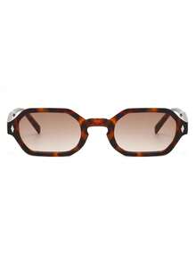 1副女士豹纹多边形PC框复古橙色镜片街头时尚眼镜 - 彩色 - 查看 4