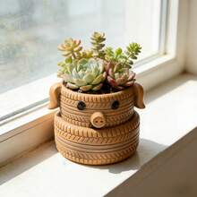 1 pièce Pot de fleurs en forme de pneu avec trou de drainage, pot de fleurs en forme d'animal de dessin animé, pot de plante d'intérieur, pot de fleurs de décoration de maison, pot de fleurs mignon pour femmes, pot de plante grasse, vase en forme de visage, vase de décoration de chambre - Multicolore1 - Voir 5