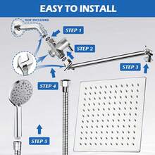 Modern Shower System: 360° Rotating Overhead Showerhead, 4-Mode Handheld Showerhead, Chrom-Plated Shower Assembly. Meets The Bathing And Cleaning Needs Of The Entire Family, And Can Also Be Used For Pet Washing. - Chromium Alloy - With Extension Arm - View 4