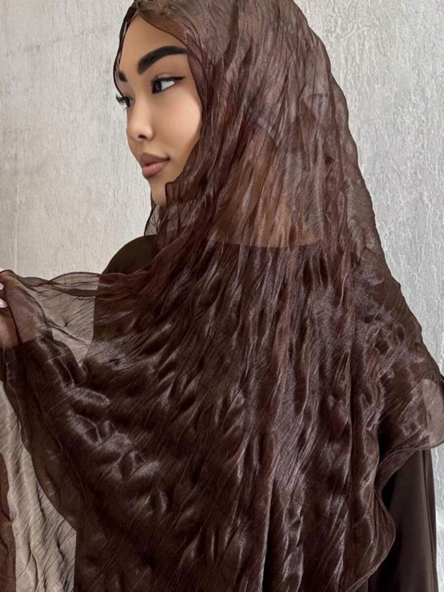 1 件优雅纯色绉纱包裹式头巾，祈祷头巾，舒适长袍，多功能发饰，时尚围巾，轻便遮阳披肩，适合夏季海滩穿着，也适合全年日常穿着、聚会和度假。