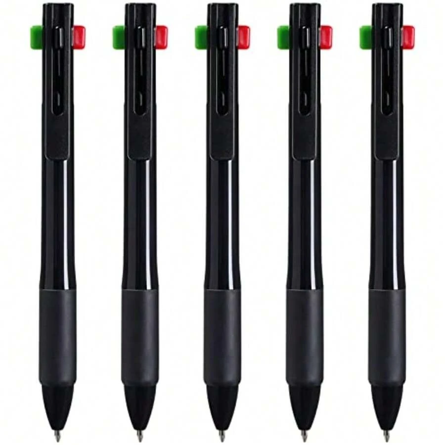 4-In-1 Multicolor Pen 1.0mm - 4-Color Retractable Ballpoint Pens Nurse Pens For Office School Supplies Students Gift 5 Pack Black - C15ps黑色4合1多色 - 查看 1