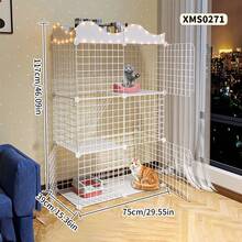 3-Tier Cat Cage, Metal Wire Pet Fence With Stairs And Resting Area, Detachable And Modular Cat House, Suitable For Kittens And Large Cats - Multicolor - View 3