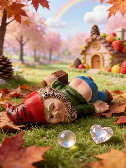 1个醉酒花园小矮人雕像：充满奇思妙想的庭院和草坪装饰 | 独特的室内/室外装饰品，适用于庭院、阳台和仙境花园 | 可爱又古怪的摆件，为任何空间增添趣味魅力 | 非常适合园艺爱好者和追求独特家居风格的人士