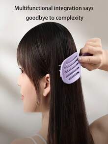 Foldable Self-Cleaning Hair Brush | One-Pull Hair Removal, Smooth Without Pulling, Convenient Foldable Design, Dry & Wet Use, Suitable For Straight & Curly Hair, ABS Plastic Handle, Nylon Bristles, Foldable Spine Comb Auto-Cleaning, Volumizing Scalp Massage Styling Comb - Multicolor - View 8