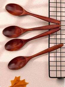2pcs Wooden Rice/Soup Spoon, Long Handle Large Serving Spoon For Eating Rice, Soup, Porridge - View 3