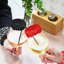 3pcs Polyester Fiber Beverage Lid With Straw Hole, Reusable, Protects Party Drinks, Elastic Cocktail Cup Mouth Cover, No Need For Electricity - Multicolor - View 2