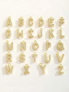 1PC Exquisite Elegant Rtro A-Z 26 Initial Letter With Gold Mom & Child Cubic Zirconia Pendant Stainless Steel Necklace, Sentimental Gift From Daughter Son, 2026 Mother's Day Gift For Mom - Yellow Gold - View 4