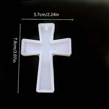 1个极简十字形硅胶蜡烛模具，设计用于制作珠子、汽车香氛、吊坠、肥皂、蜡烛、粘土、水泥工艺品、空气清新剂和环氧树脂浇铸 - 采用耐用硅胶材料制成 - 均碼 - 查看 6