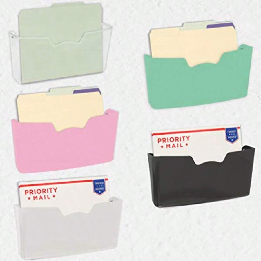 Simple Houseware - Soporte de pared para colgar archivos 5 paquetes varios colores - Surtido  paquete de 5 - Ver 1