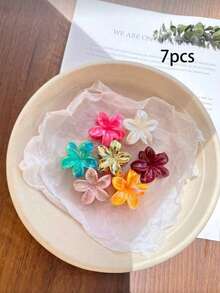 11个/8个/7个 1.57英寸/4厘米 小雏菊发夹 - 大理石纹理波浪花卉设计 - 马尾爪夹 - 优雅可爱日常佩戴发饰，圣诞节发饰，海滩度假发夹，夏季，假日，旅行 - 彩色 - 查看 3