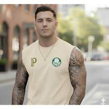Palmeiras Football Libertadores Club Gold Shirt, Men's, Black, 100% Premium Cotton, Fan, Casual Streetwear - 米色 - 查看 2