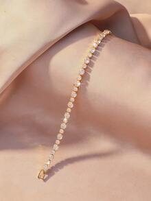 女士金色网球手链套装 - 粉玫瑰、绿色、红色宝石、红色、蓝色、黑色宝石手链，低过敏性，适合敏感肌肤，生日、周年纪念日礼物 - 彩色 - 查看 7