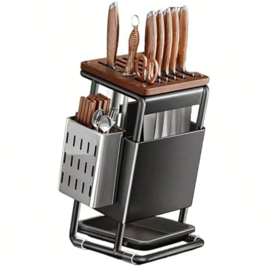 Knife Block, Knife Holder & Roll Bag - Gray - View 1