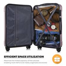 YONSLY 4-Piece Wheeled Suitcase Set With 360° Wheels, Combination Lock, Robust Double Zipper, Mesh Pocket, Soft Rubber Handle, 16/20/24/28 Inch Trolley Suitcase, Hard Shell Carry-On Luggage Set (4-Piece Set, S, M, L & XL) - 玫瑰紅 - 查看 6