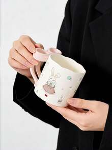 1 pieza Taza de cerámica creativa y linda con lazo 3D pintado a mano con esmalte, taza hecha a mano personalizada, regalo para amigos y novias, adecuada para oficina, hogar, cafetería, pastelería - Multicolor - Ver 6
