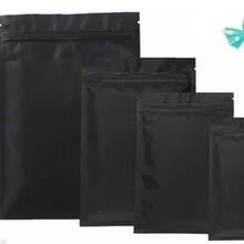 50个装可重复密封咖啡草药粉拉链包装袋，防异味扁平袋，哑光黑色小号铝箔拉链袋 - 黑色 - 查看 7