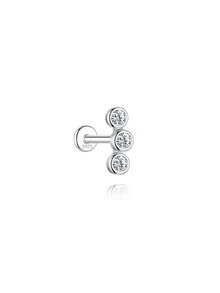 1 chiếc khuyên tai bạc sterling 925 tinh tế, tối giản, đính 3 viên đá Moissanite tròn, kiểu dáng phẳng, có ren, thích hợp cho xỏ khuyên sụn tai, không gây dị ứng, quà tặng cho nữ và bé gái, thích hợp đeo hàng ngày, dự tiệc, đám cưới. - Bạc - Xem 8