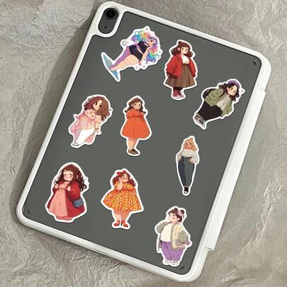 50 miếng dán hoạt hình bé gái dễ thương, dùng để tự làm ốp điện thoại, sổ tay, đồ dùng làm album ảnh, văn phòng phẩm, miếng dán ngộ nghĩnh.