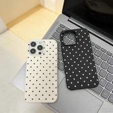 2pcs Polka Dot UV Printed Pattern Design, 1pc Black Matte Texture Phone Case, 1pc White Leather Texture Phone Case, Suitable Compatible With Iphone 17 16 15 14 13 12 11 Pro Max Plus Series, Soft TPU Protective Phone Case, Fashionable Protective Cover, Suitable As A Gift For Birthday, Christmas, Halloween, Boyfriend, Parents, Family And Friends - Multicolor - View 5