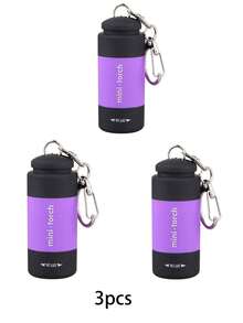 3个迷你钥匙扣LED手电筒，便携式可充电多功能户外手电筒，带夹子，适用于徒步、露营、钓鱼、跑步和应急照明，露营配件 - 彩色 - 查看 16