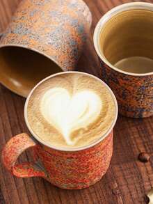 1pc 275ml Ceramic Cup, Household Office Guest Cup, Couple Cup, Hanging Ear Coffee Cup, Cola Cup, Cold Drink Cup, Breakfast Milk Cup, Beer Cup, Oatmeal Cup, Flower Tea Cup, Creative Crackle Glaze Ceramic Cup, Beverage Cup, Office Water Cup - Multicolor - View 3