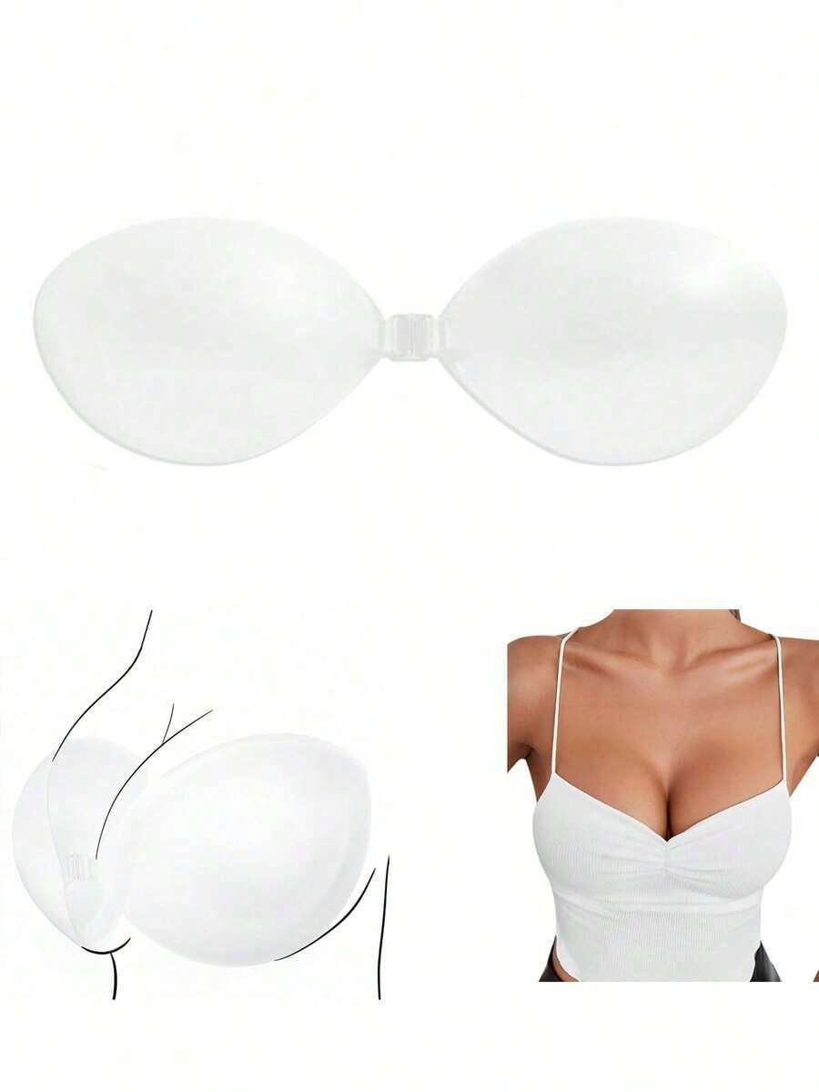 1 Pair Invisible Strapless Silicone Push-Up Bra, Suitable For Backless Dresses - Clear - View 1