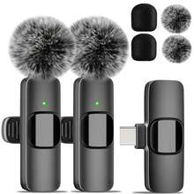 Microphone cài áo không dây, Microphone kẹp áo không dây, Điều khiển giọng nói 2 trong 1 & Ghi âm một chạm, Thu âm đa hướng 360°, Sạc USB-C, Giảm tiếng ồn, Dành cho phát trực tuyến, Podcast, Vlog, Thiết bị âm thanh trực tuyến | Microphone màu đen bóng bẩy (Pin sạc 50mAh) - Xem 13