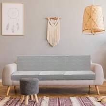 Newwiee - 8 fundas elásticas para cojín de patio para exteriores para muebles de patio sofá fundas de repuesto de tela jacquard tela suave lavable gris claro elegante - GRIS CLARO - Ver 7