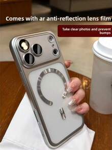 Luxury Matte Semi-Transparent Magnetic Phone Case Compatible With IPhone 17ProMax, 17Pro, 17Air, 17 Pro Max, 16, 15, 14, 13 Pro Max, Supports Magnetic Wireless Charging, Shockproof Phone Protective Cover - Silver - View 7