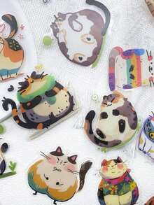 50张卡通可爱猫咪宠物贴纸，适用于手机、笔记本电脑、滑板、吉他、行李箱等，美观透明，是馈赠佳品。 - A - 查看 2