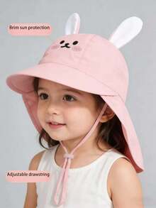 1pc Infant & Toddler Cartoon Animal Design Lightweight Sun Protection Neck Flap Cap, Breathable For Spring/Summer - 1PC - View 5