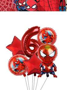 Marvel 蜘蛛侠生日装饰套装，漫威派对用品，包括32英寸红色数字气球，超级英雄儿童生日新年庆祝派对装饰，拍照背景气球 - 氣球套裝 - 查看 8