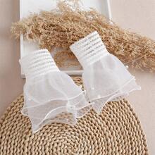 时尚薄纱袖口，饰以优雅蕾丝和仿珍珠，适合旅行和节日穿着。 - 多色 - 查看 2