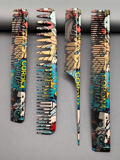 4pcs Hair Styling Comb Set, Salon Professional Haircut Comb Kit, Hairstylist Barber Comb, Essential Home Hair Grooming Tools, Excellent Cutting Comb, PC Resin Material, Heat Resistant & Anti-Static