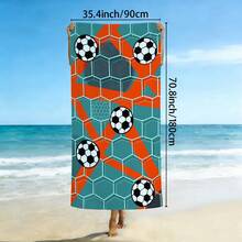 1pc Soccer Door Pattern Beach Towel, Ultra-Fine Fiber Beach Towel, Anti Sand, Absorbent, Quick Drying, Oversized Beach Towel, Suitable For Swimming, Yoga, Gym, Vacation, Beach And Other Occasions, - Type C - View 12
