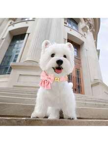 Nylon Adjustable Bow Tie Pet Dog Cat Collar - Suitable For Small And Medium Breeds Like Chihuahua And Teddy Bear - Pink - View 3