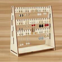 1个便携式木制展示架，多功能木制珠宝耳环收纳架，创意设计 - 彩色 - 查看 3