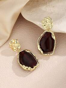 1 Pair Bohemian Luxury Resin Minimalist Classic Versatile Earrings - Burgundy - View 5