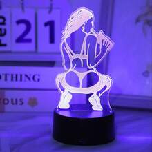 1 pieza Luz de noche de moda 3D, alimentada por USB, multicolor cambiante, lámpara de decoración de escritorio, iluminación de dormitorio, regalo de cumpleaños, regalo festivo, lámpara de mesita de noche - Multicolor - Ver 8