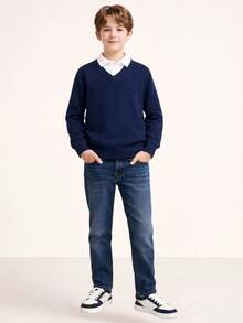 Boys' V-Neck Sweater – Basic And Comfortable. - Nhiều màu - Xem 4