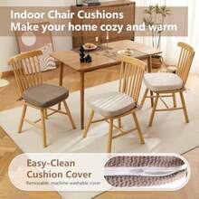 Cojines de silla en forma de D para sillas de comedor almohadillas para orejas de silla de 2.5 pulgadas de grosor con funda lavable y cómoda cojines antideslizantes para sillas de cocina con - Marrn - Ver 6